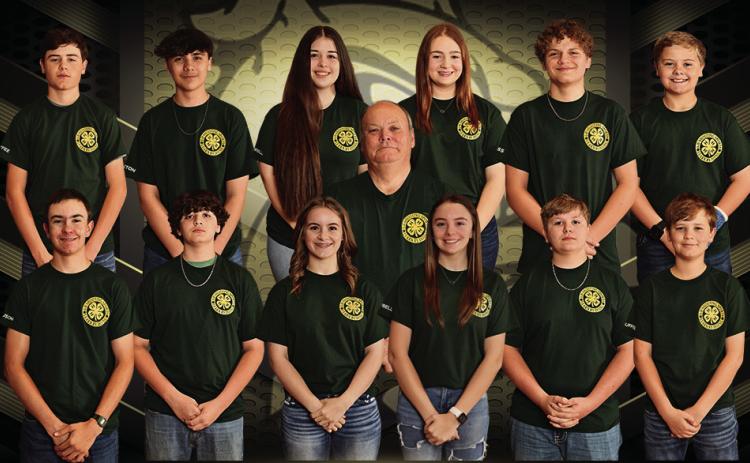 CATAHOULA PARISH Shooting Sports Club pictured above, from left to right: Front row Landon Ferguson, George Bacon, Ainsley Ogle, Claire Camp‑bell, Austin Nealm, and Jake McGuffee. Center row Tommy Mayo. Back row Braden McGuffee, Devin Littleton, Madyson Campbell, Emily Womack, Liam Bass, and Tommy Ogle.